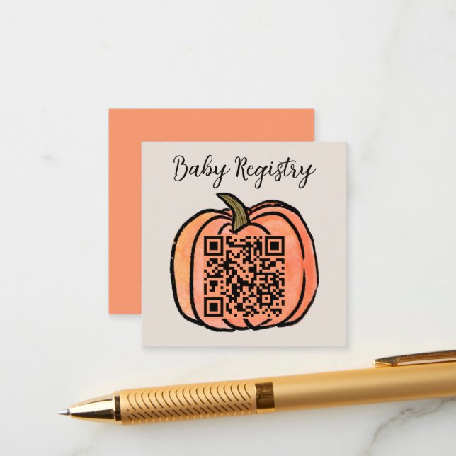 Fall Harvest Orange Pumpkin Baby Shower Registry Enclosure Card (Front/Back In Situ)