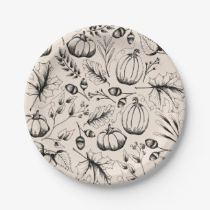 Fall Harvest Pumpkin Paper Plate