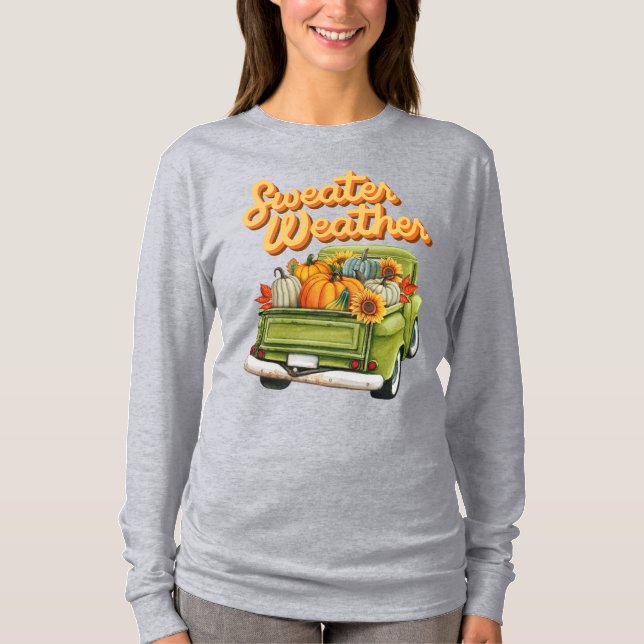 Fall Harvest Retro Pickup Truck Autumn Tee (Front)