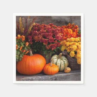 Fall Harvest Tablescape - Autumn Pumpkins Flowers Napkin