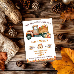 Fall Harvest Truck, Pumpkin Patch, Birthday Party Invitation