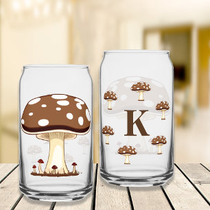 Fall Harvest Vibes Mushrooms Personalise Monogram Can Glass