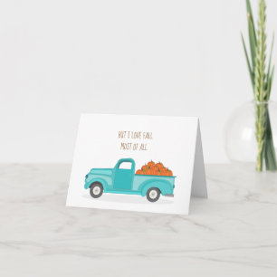 Fall Harvest Vintage Blue Truck Card