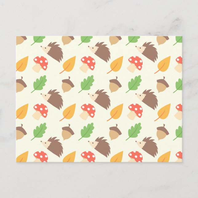 Fall Hedgehog Pattern Postcard (Front)