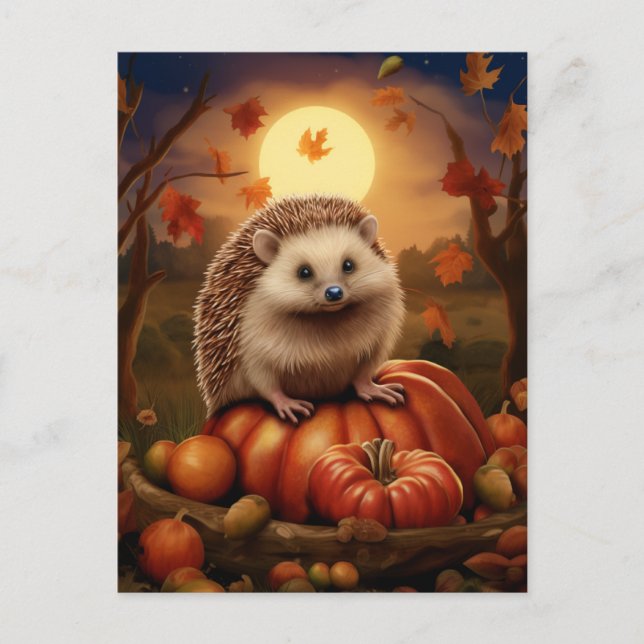 Fall Hedgehog Postcard (Front)