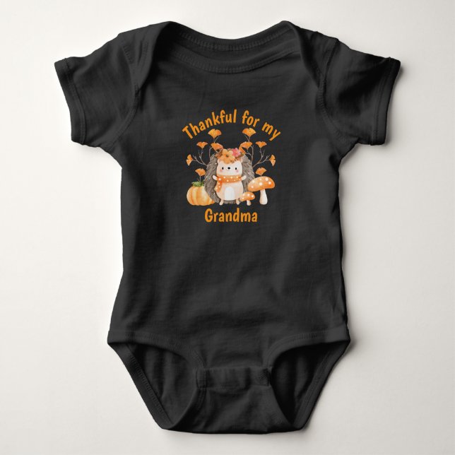 Fall Hedgehog Thankful For Baby Bodysuit (Front)