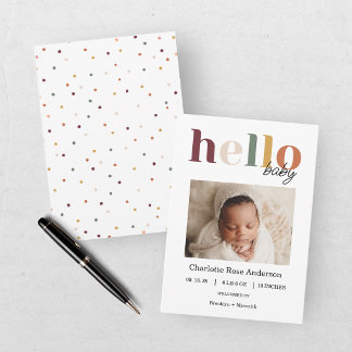 Fall Hello Baby Photo Birth Announcement