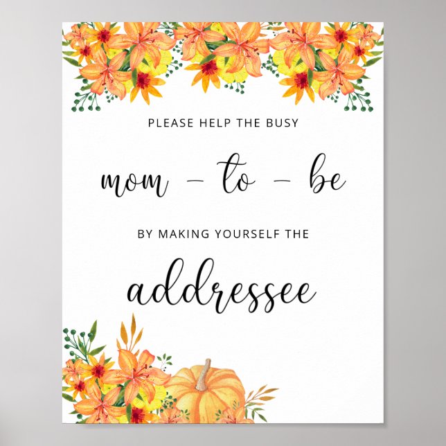 Fall Help the Busy Mum-to-Be Address an Envelope Poster (Front)