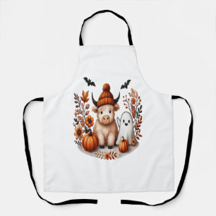 Fall Highland Cow Ghost , Autumn  Apron