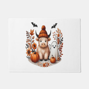 Fall Highland Cow Ghost , Autumn  Doormat