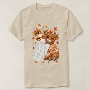 fall highland cow ghost Autumn Fall Halloween T-Shirt