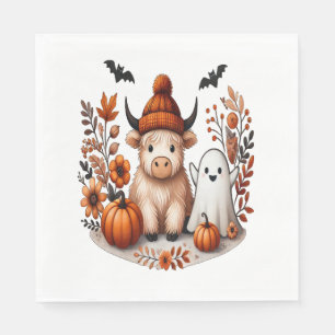 Fall Highland Cow Ghost , Autumn  Napkin
