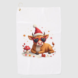 Fall Highland Cow Pumpkin Bow Christmas Girls Kids Golf Towel