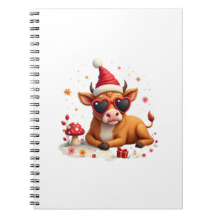 Fall Highland Cow Pumpkin Bow Christmas Girls Kids Notebook
