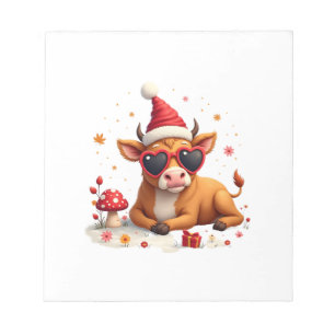 Fall Highland Cow Pumpkin Bow Christmas Girls Kids Notepad