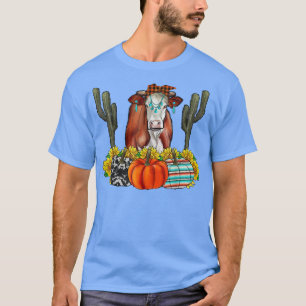 Fall Highland Cow With Bandanna, Pumpkins Autumn H T-Shirt
