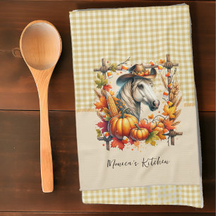 Fall Horse Cowgirl Tea Towel