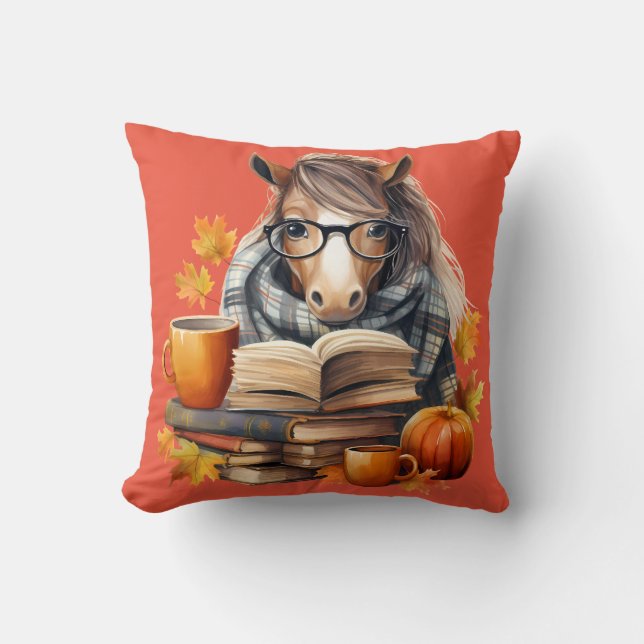 Fall Horse Series Throw Pillow 16"x16" (Front)