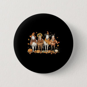 Fall Horse Thanksgiving Horse Autumn Leaves Wester 6 Cm Round Badge