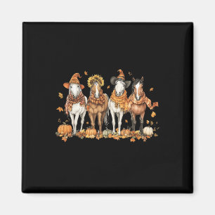 Fall Horse Thanksgiving Horse Autumn Leaves Wester Magnet