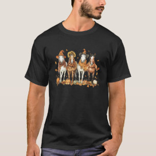 Fall Horse Thanksgiving Horse Autumn Leaves Wester T-Shirt
