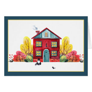 Fall house and cat