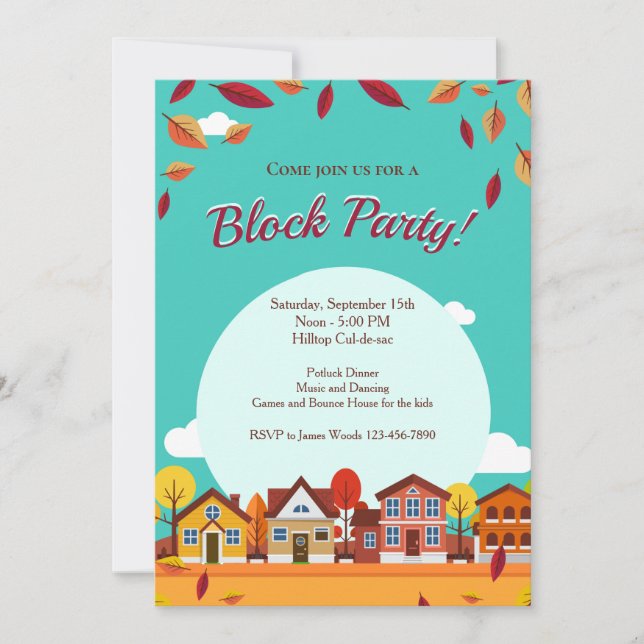 Fall Houses Neighbourhood Block Party Invitation (Front)