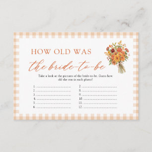 Fall How Old Was The Bride Bridal Shower Game Enclosure Card