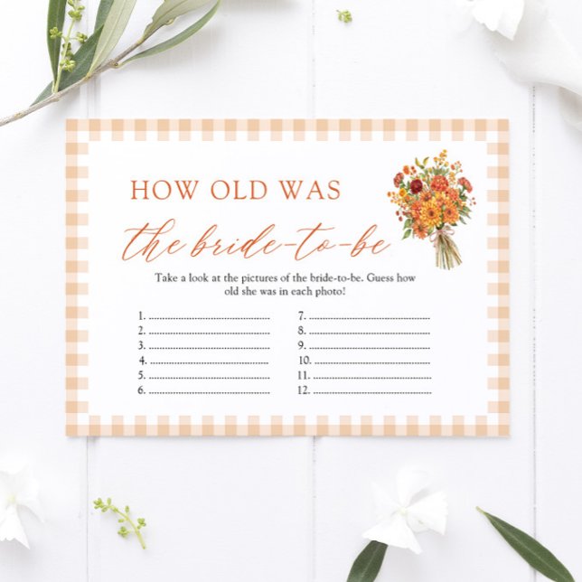 Fall How Old Was The Bride Bridal Shower Game Enclosure Card (Fall How Old Was The Bride Bridal Shower Game)