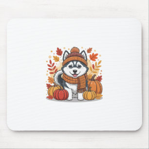 Fall Husky Pumpkins Thanksgiving Cozy Pet Lover Se Mouse Pad