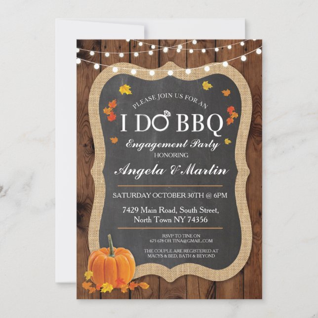 Fall I DO BBQ Engagement Party Couples Invite (Front)
