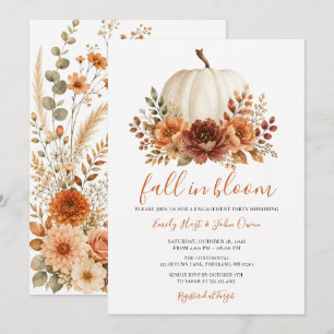 Fall in Bloom White Pumpkin Engagement Party Invitation