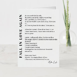 Fall in love again poem poetry foil greeting card