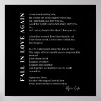 Fall in love again poem poetry wall art poster 