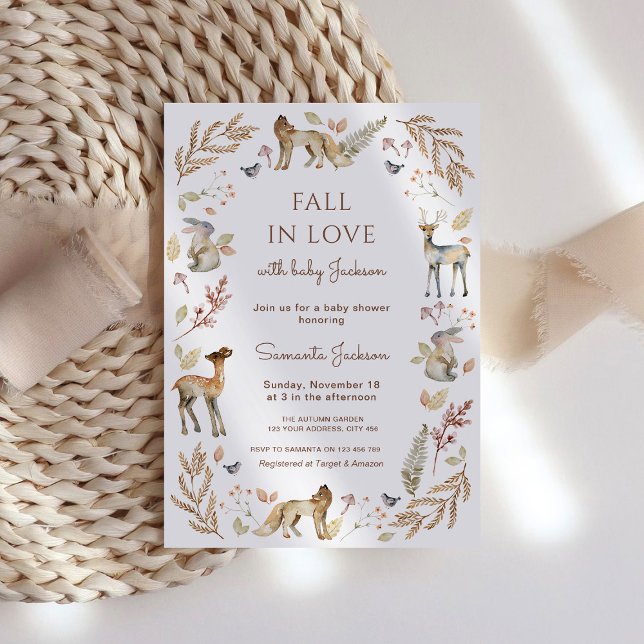 Fall in love Animal Baby Shower Invitation (Creator Uploaded)