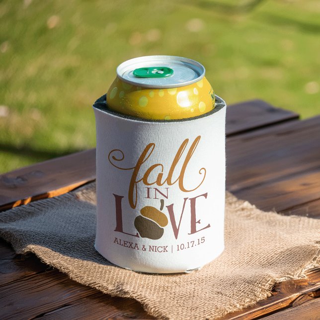 Fall in Love | Autumn Acorn Personalised Favour Can Cooler (Creator Uploaded)