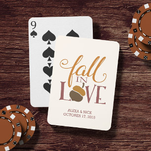 Fall in Love   Autumn Acorn Wedding Favour Playing Cards
