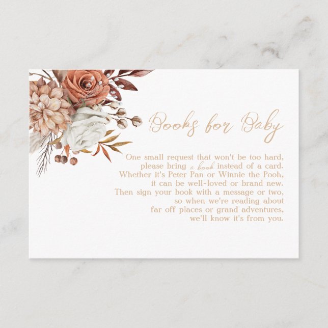 Fall in Love Autumn Baby Shower Books for Baby Enclosure Card (Front)