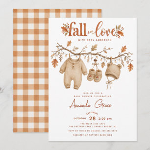 Fall in Love Autumn Baby Shower Invitation