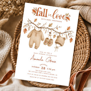 Fall in Love Autumn Baby Shower Invitation