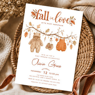 Fall in Love Autumn Baby Shower Invitation