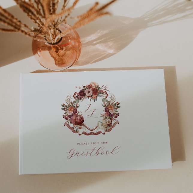 Fall In Love | Autumn Blooms Wedding Crest Guest Book (Creator Uploaded)