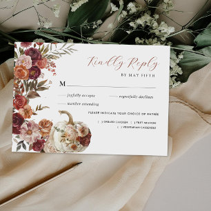 Fall In Love   Autumn Blooms Wedding RSVP Card