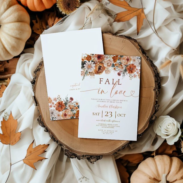 Fall in Love Autumn Bridal Shower Invitation (Creator Uploaded)