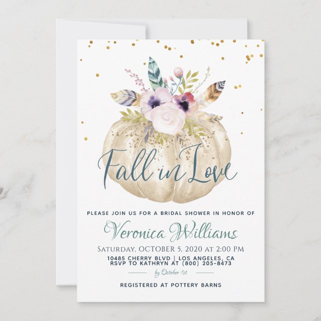 Fall in Love Autumn Bridal Shower Invitation (Front)