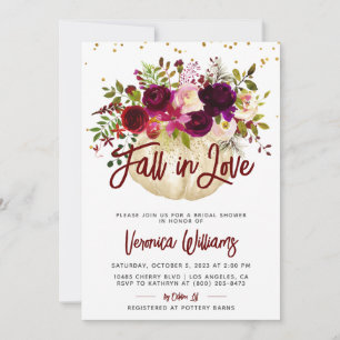 Fall in Love Autumn Bridal Shower Invitation