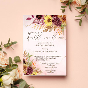 Fall in love autumn bridal shower invite