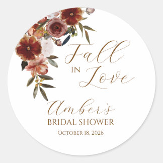 Fall In Love Autumn Bridal Shower Welcome Sign Classic Round Sticker