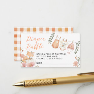Fall in Love Autumn Clothesline Fox Diaper Raffle Enclosure Card