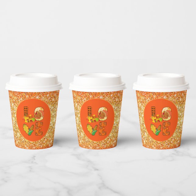 Fall In Love Autumn Customise Colour Paper Cups (Multi)